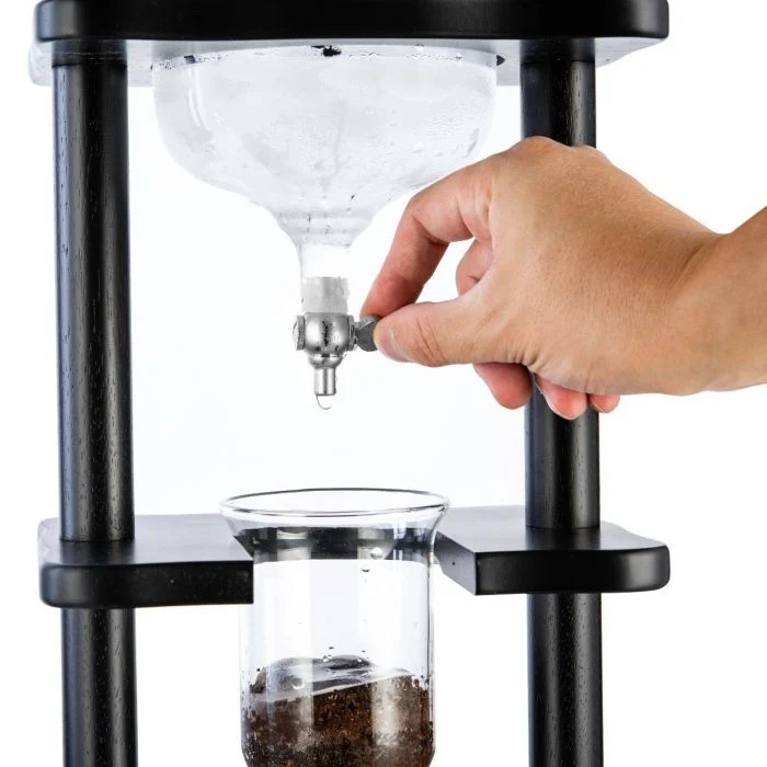 Yama Glass 6-8 Cup Cold Drip Maker Straight Black Wood Frame - Image 2