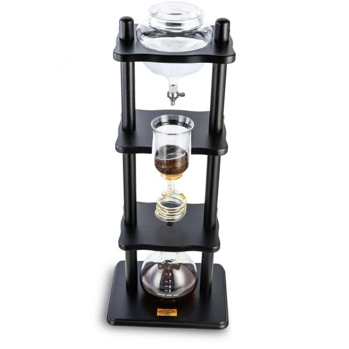 Yama Glass 6-8 Cup Cold Drip Maker Straight Black Wood Frame - Image 3