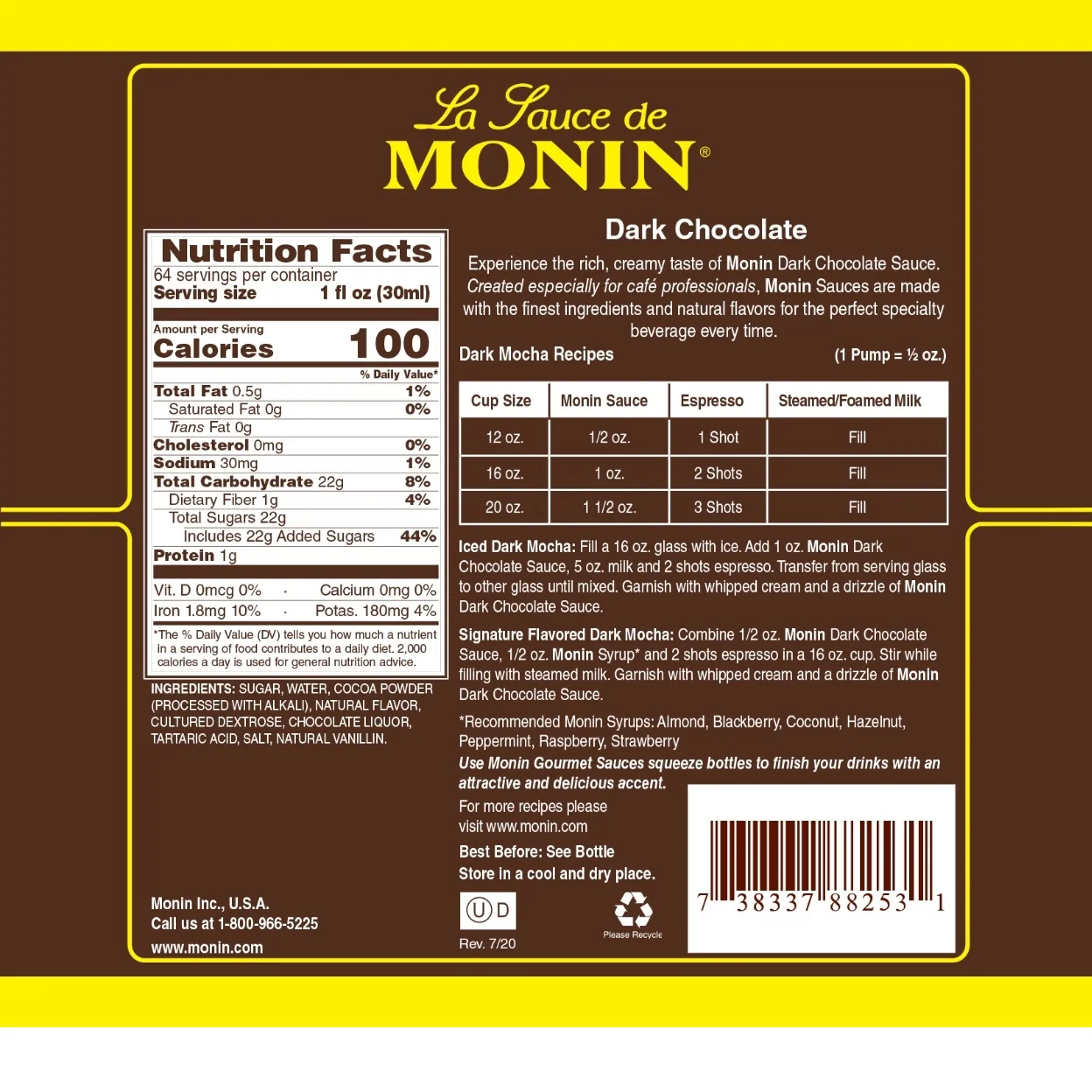 Monin Dark Chocolate Sauce - 12oz - Image 4