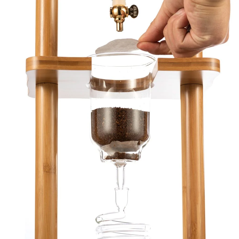 Yama Glass 6-8 Cup Cold Drip Maker Straight Bamboo Wood Frame - Image 3