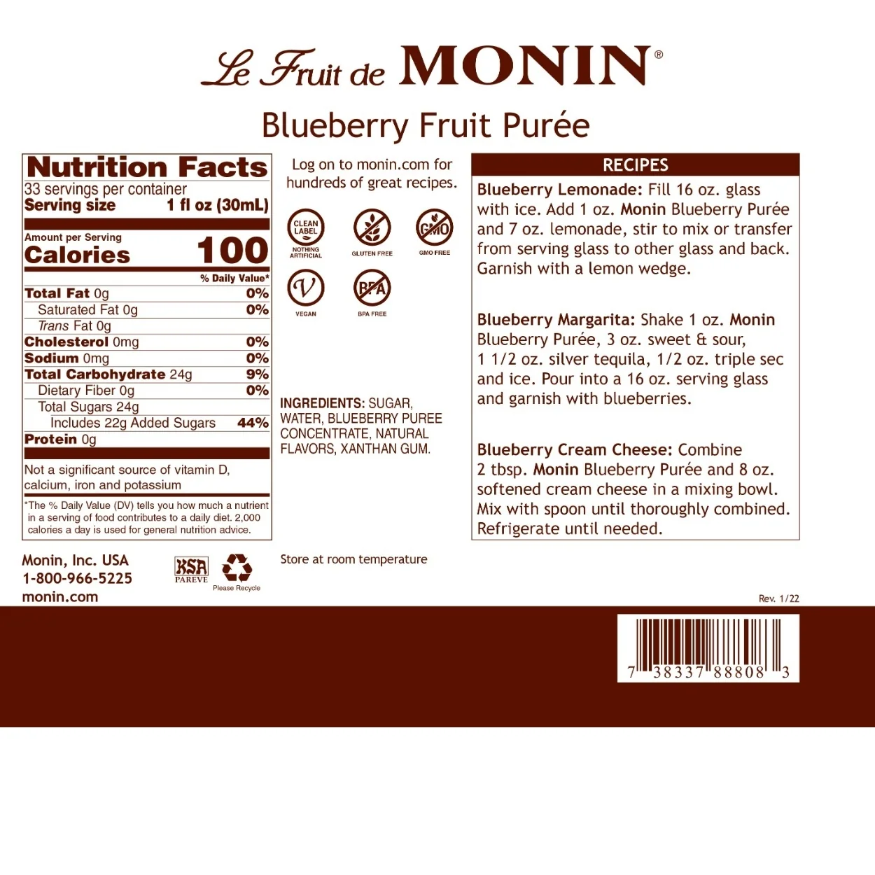 Monin Blueberry Puree - Image 2