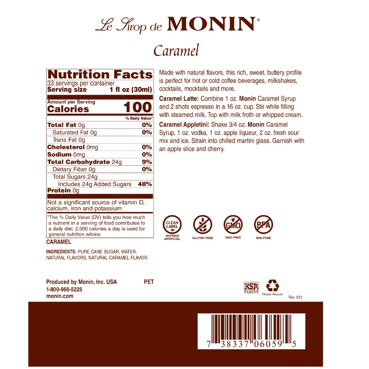 Monin Caramel Syrup - Image 2