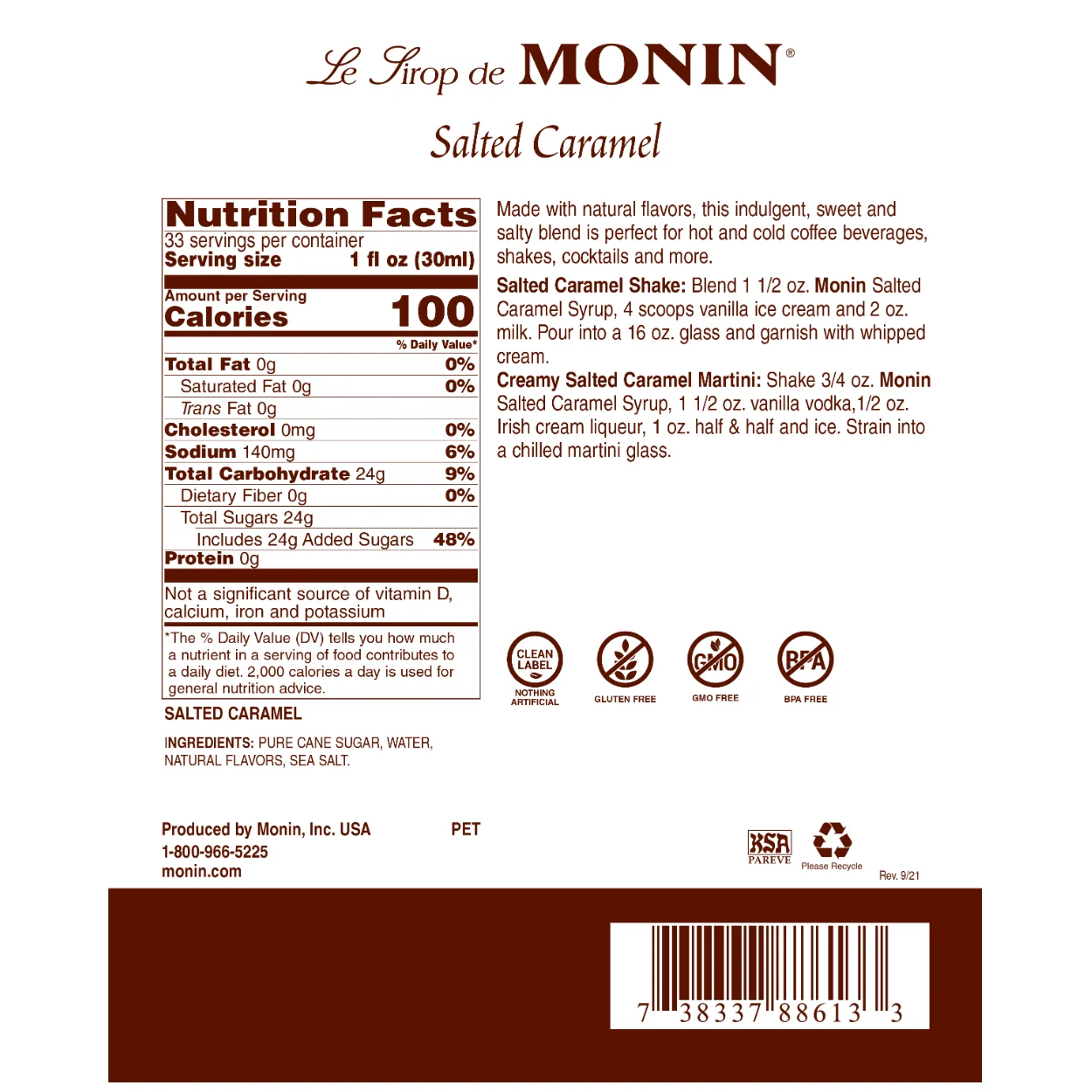 Monin Salted Caramel Syrup - Image 2